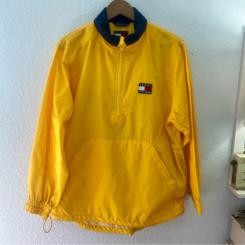 Tommy Hilfiger Yellow Pullover Rain Jacket Size Small
